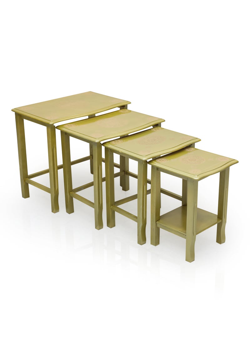 Multi Home Furniture - Modern 4-Piece Nesting Table Set – Space-Saving & Elegant Design MH-NT-100-Golden - Image 1