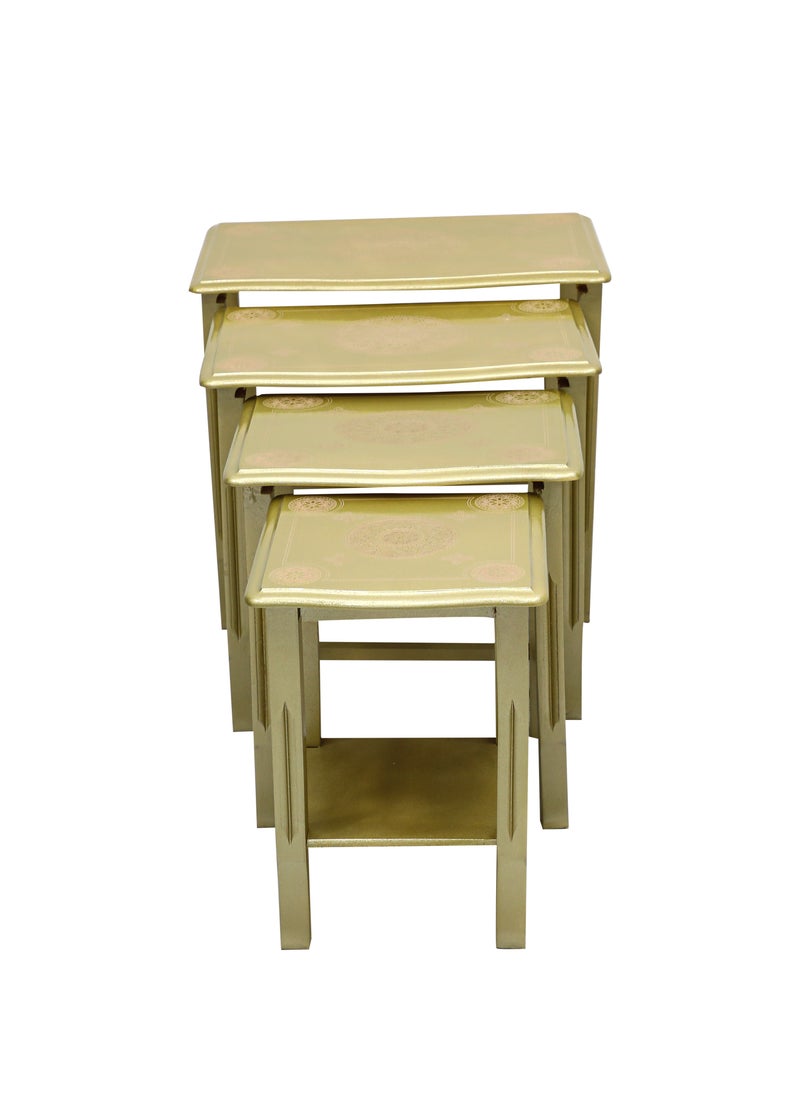 Multi Home Furniture - Modern 4-Piece Nesting Table Set – Space-Saving & Elegant Design MH-NT-100-Golden - Image 1