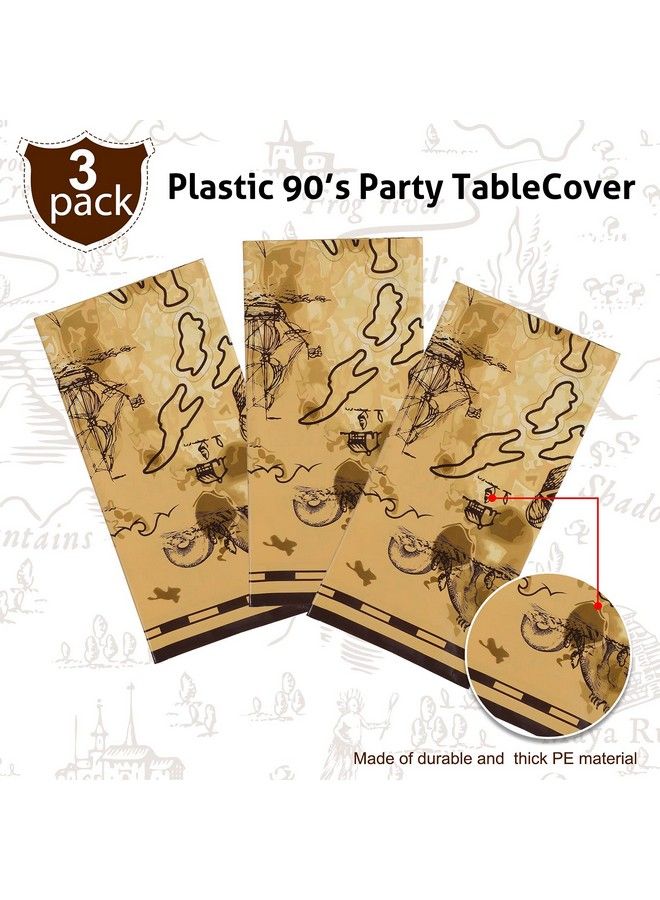Irenare Pirate Party Tablecloth Treasure Map Tablecover Plastic Island Treasure Table Covers Pirate Nautical Party Supplies For Treasure Theme Birthday Party Decoration 54 X 108 Inches (3 Pieces) - Image 4