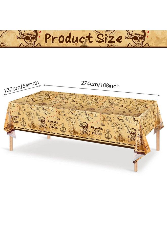 Irenare Pirate Party Tablecloth Treasure Map Tablecover Plastic Island Treasure Table Covers Pirate Nautical Party Supplies For Treasure Theme Birthday Party Decoration 54 X 108 Inches (3 Pieces) - Image 3