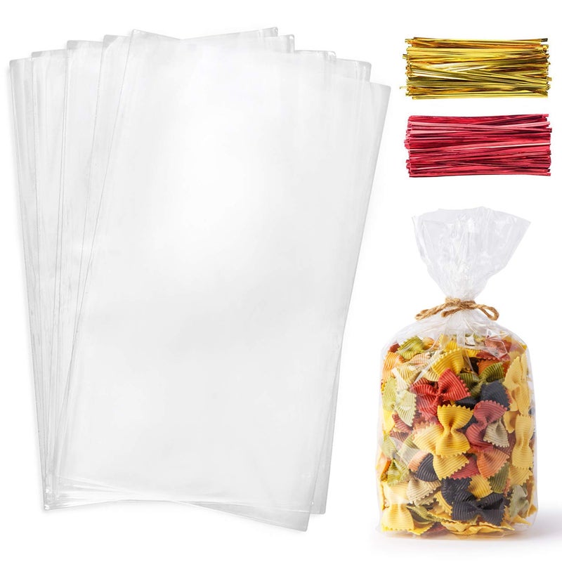 Morepack Cello Cellophane Treat Bags200 Pieces 7x13 Inches Clear Plastic Gift Bags with Twist TiesParty Favor Bags