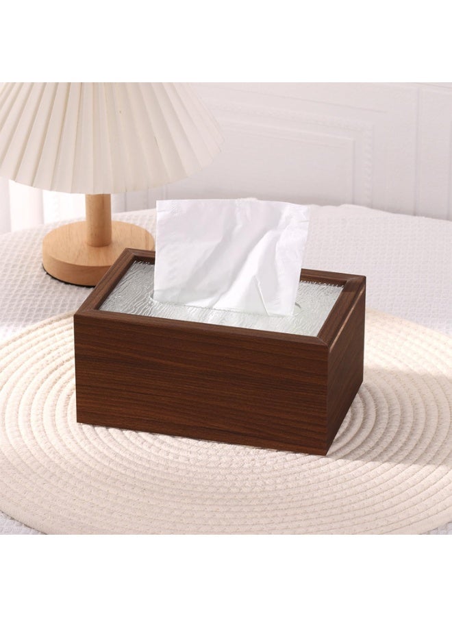 Tissue Box Holder, Napkin Box, Home Living Room Table Walnut Tissue Box for Living Room, Bedroom, Office, Car(ice crack) - Image 1
