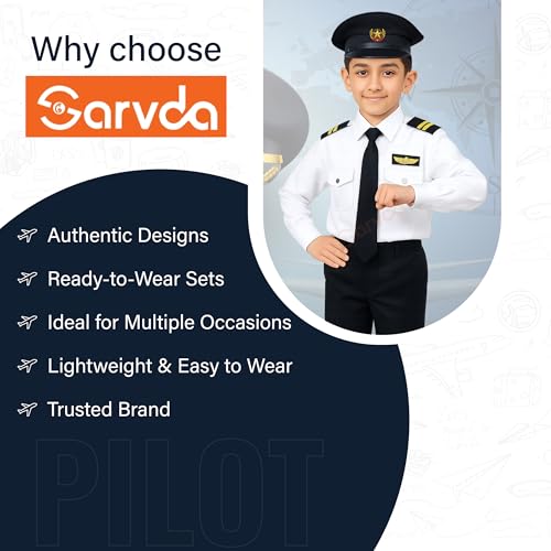 Sarvda Pilot Dress For Kids | Community Helper & Career Role Play Costume For Fancy Dress | Costume For School Events | Costume For Kids Captain Pilot Uniform | Career Day Dress Up Airline Costume - Image 5