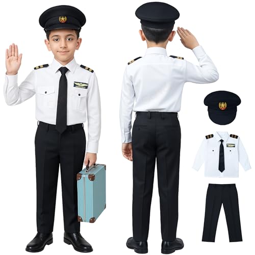 Sarvda Pilot Dress For Kids | Community Helper & Career Role Play Costume For Fancy Dress | Costume For School Events | Costume For Kids Captain Pilot Uniform | Career Day Dress Up Airline Costume - Image 1