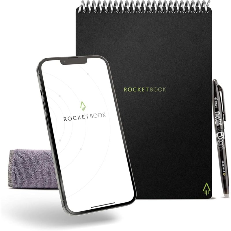 Rocketbook Smart Reusable Notebook, Flip Executive Size Spiral Notebook, Infinity Black, (6" x 8.8"") - Image 1
