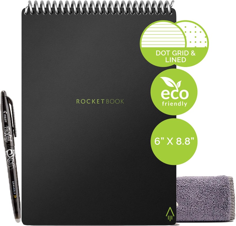 Rocketbook Smart Reusable Notebook, Flip Executive Size Spiral Notebook, Infinity Black, (6" x 8.8"") - Image 2
