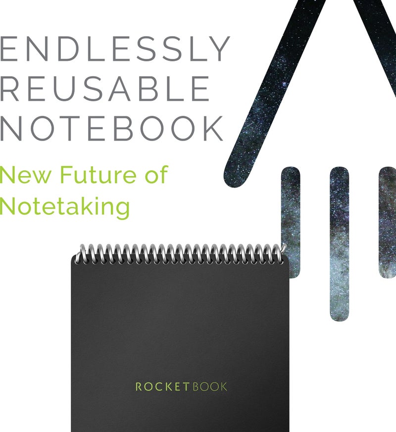Rocketbook Smart Reusable Notebook, Flip Executive Size Spiral Notebook, Infinity Black, (6" x 8.8"") - Image 3