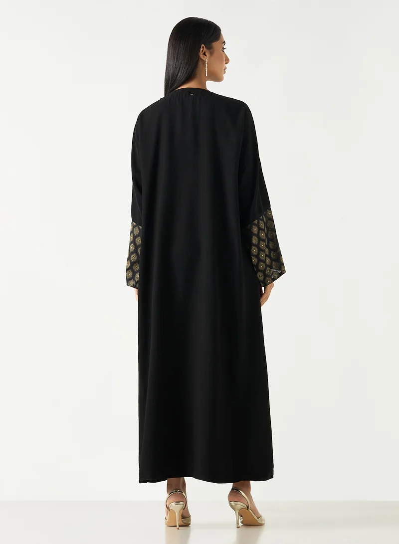 Hadiyath Al Madinah HM - Patterned Sleeve Abaya