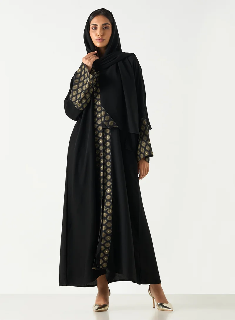 Hadiyath Al Madinah HM - Patterned Sleeve Abaya