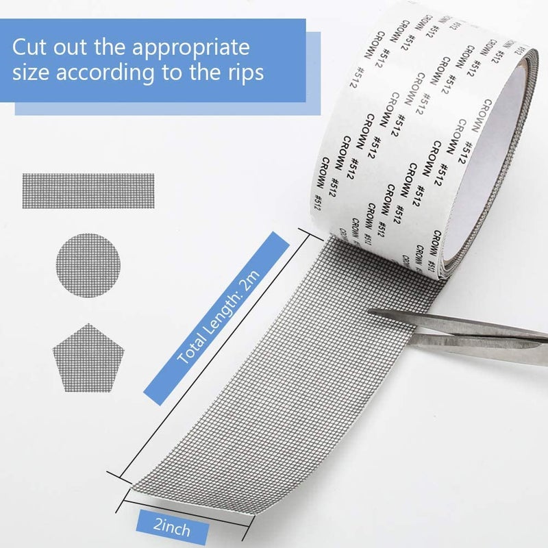 DHVAJ Window Screen Repair Kit Tape 2 x 80 Strong Adhesive Waterproof Fiberglass Covering Mesh Tape for Covering Window Door Tears Holes Screen Patch Repair Kit Pack 2 - Image 3