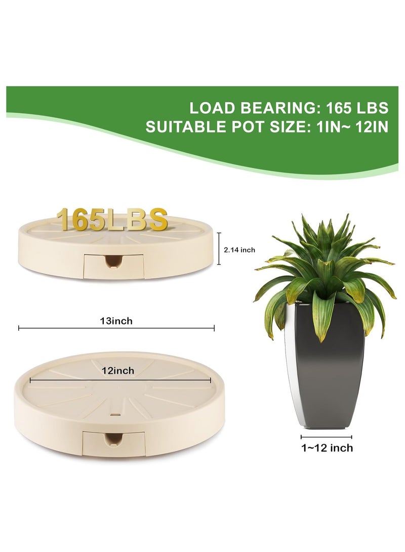 2-Pack 13-Inch Plant Caddies with Hidden Wheels and Drainage Tray, 360° Rolling Plant Stands for Easy Transport of Large Flower Pots in Office, Patio, and Garden. Heavy Duty Design. - Image 3
