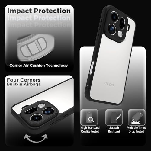 RIGGEAR Shockproof Sleek Hybrid Armor Back Cover Case for Oppo Find X9 Pro 5G (Clear PC + Black TPU Bumper) - Image 3