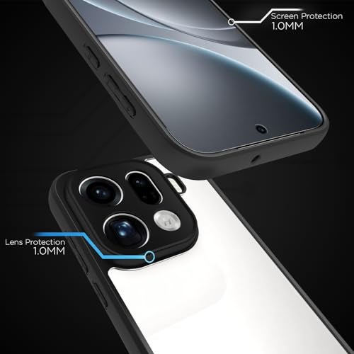RIGGEAR Shockproof Sleek Hybrid Armor Back Cover Case for Oppo Find X9 Pro 5G (Clear PC + Black TPU Bumper) - Image 4