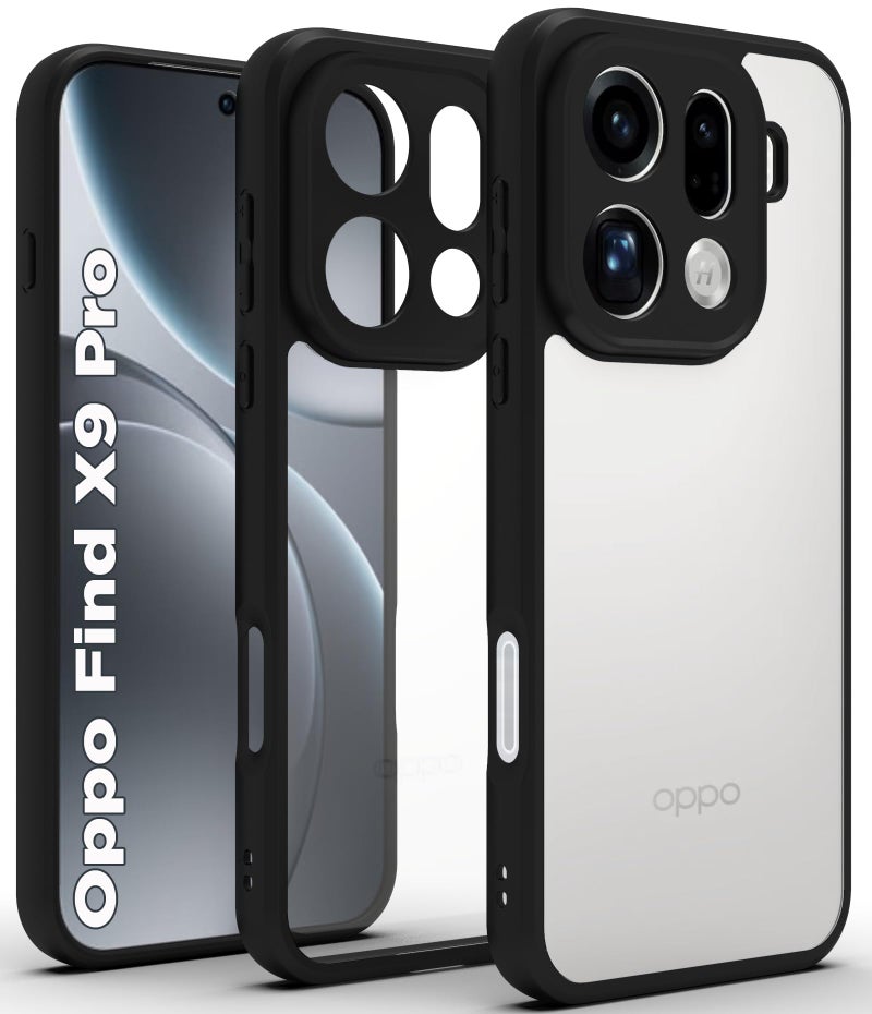 RIGGEAR Shockproof Sleek Hybrid Armor Back Cover Case for Oppo Find X9 Pro 5G (Clear PC + Black TPU Bumper) - Image 1