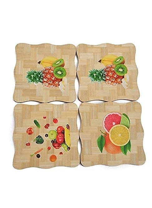 istore istore Wooden Heat Resistance Eco Friendly Hot Pot Mat for Coffee Bowl Dining Table Place Mat Accessories Big Pans Pots Fruits Design Pad Rest Stand (Multicolor) (4)  - Image 1