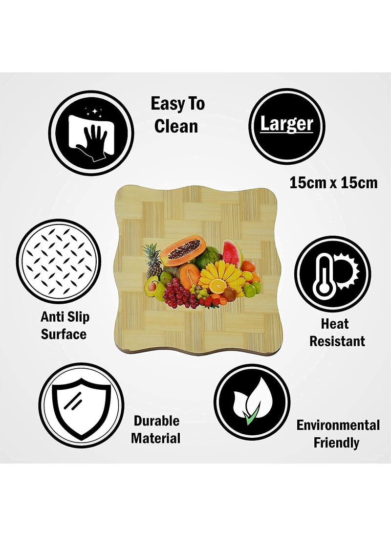 istore istore Wooden Heat Resistance Eco Friendly Hot Pot Mat for Coffee Bowl Dining Table Place Mat Accessories Big Pans Pots Fruits Design Pad Rest Stand (Multicolor) (4)  - Image 3