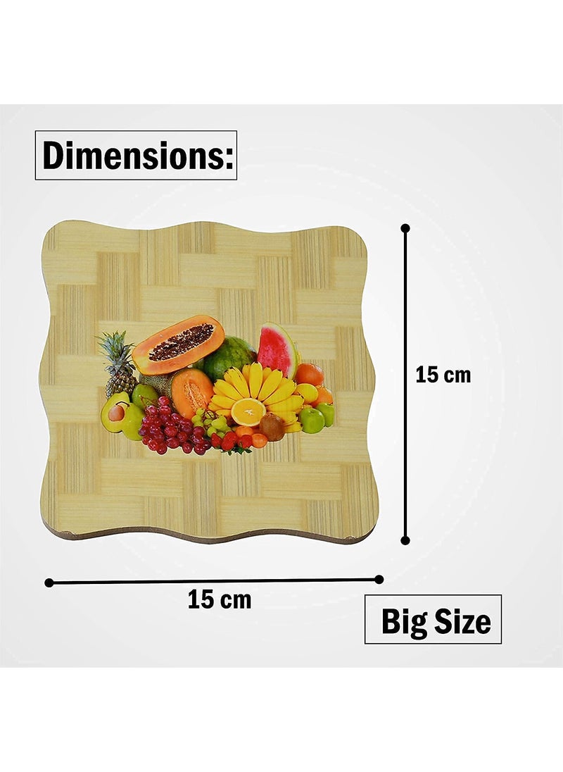 istore istore Wooden Heat Resistance Eco Friendly Hot Pot Mat for Coffee Bowl Dining Table Place Mat Accessories Big Pans Pots Fruits Design Pad Rest Stand (Multicolor) (4)  - Image 2