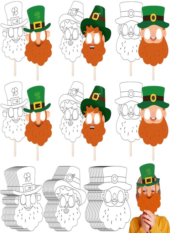 Novabright 30 Sets St. Patrick's Mask Crafts Kit DIY Coloring Leprechaun Painting Mask Craft for St Patrick's Day Party Decorations Home Activity Irish Holiday Party Decors - Image 1
