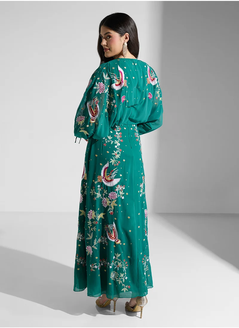 فروك اند فرل Embroidered Balloon Sleeve Dress