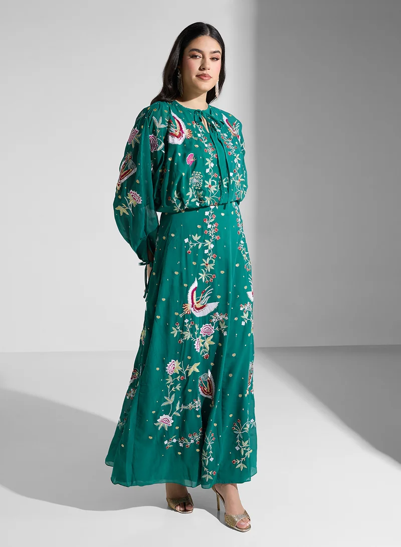فروك اند فرل Embroidered Georgette Dress