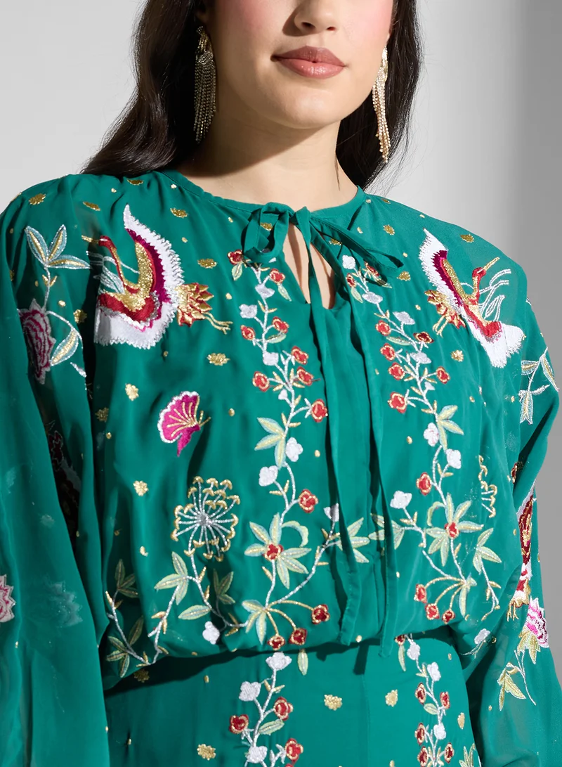 فروك اند فرل Embroidered Georgette Dress