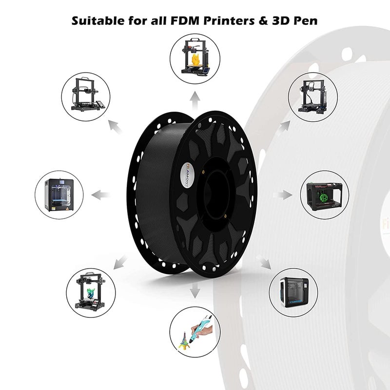 Protomont TECHNOLOGIES فيلا مونت خيوط الطباعة ثلاثية الأبعاد PLA بسمك 1.75 مم، ممتازة ومتوافقة مع معظم طابعات FDM (2 كجم أسود) - Image 2