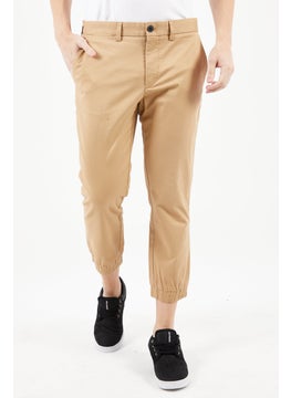 LACOSTE Men Custom Slim Fit Solid Jogger Pants, Dark Beige  - Image 1