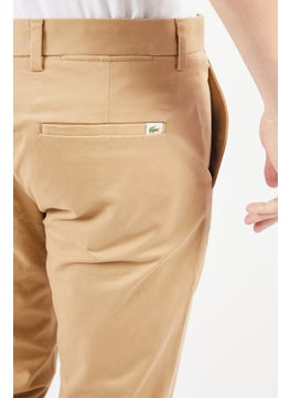 LACOSTE Men Custom Slim Fit Solid Jogger Pants, Dark Beige  - Image 2