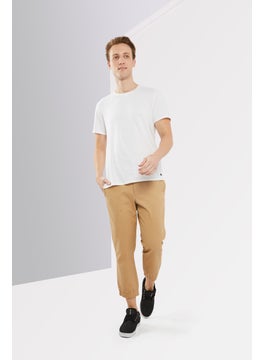 LACOSTE Men Custom Slim Fit Solid Jogger Pants, Dark Beige  - Image 3