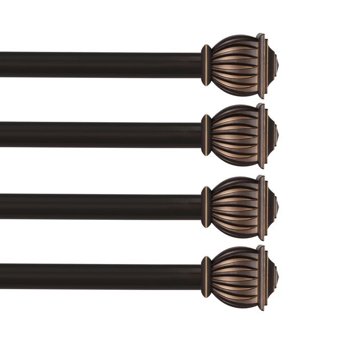 KN71647 Beckett Soft Square End Standard Decorative Window Curtain Rod 4886 Adjustable Length Oil Rubbed Bronze Finish 58 Diameter Steel Tube 4Pack