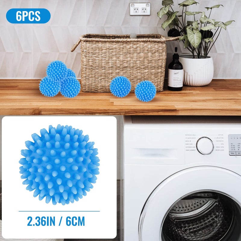 Tenalleys 6 Pcs Dryer Balls, 2.5 in Reusable Laundry Soften and Fluff Laundry Washing Balls (Blue) - Image 3