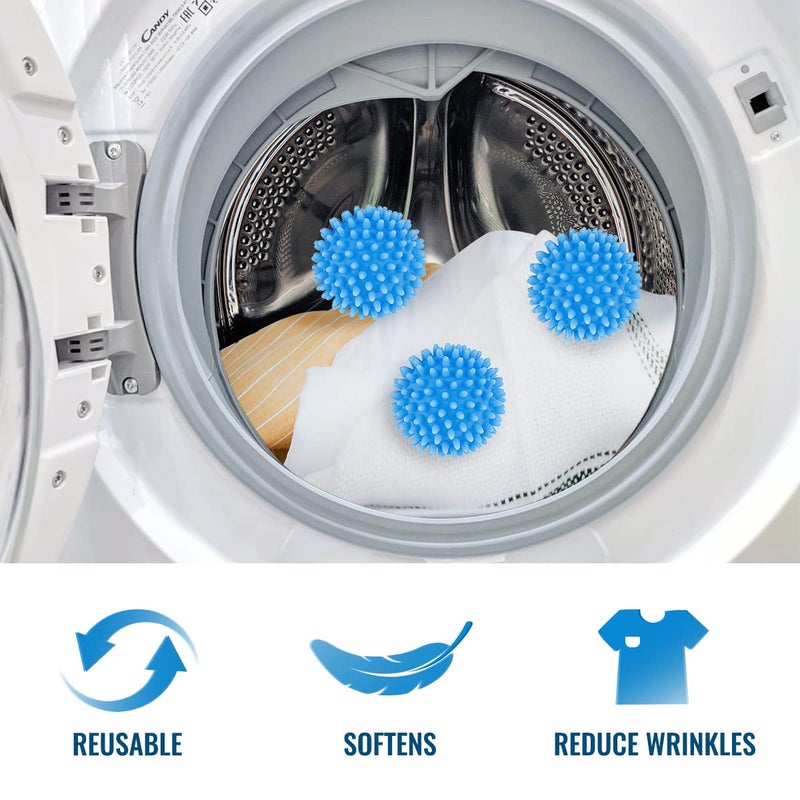 Tenalleys 6 Pcs Dryer Balls, 2.5 in Reusable Laundry Soften and Fluff Laundry Washing Balls (Blue) - Image 2