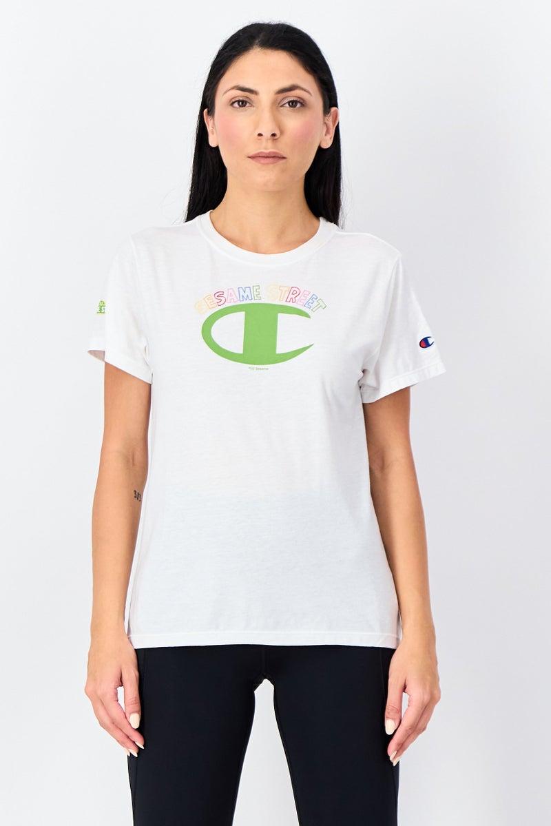 Champion x Seasame Street Women Sportswear Fit Short Sleeve Outdoor T-Shirt, White - Image 1