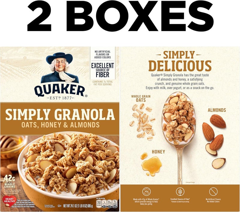Quaker Simply Granola Oats, Honey & Almonds - Twin Pack (24.1 oz each) - Image 3