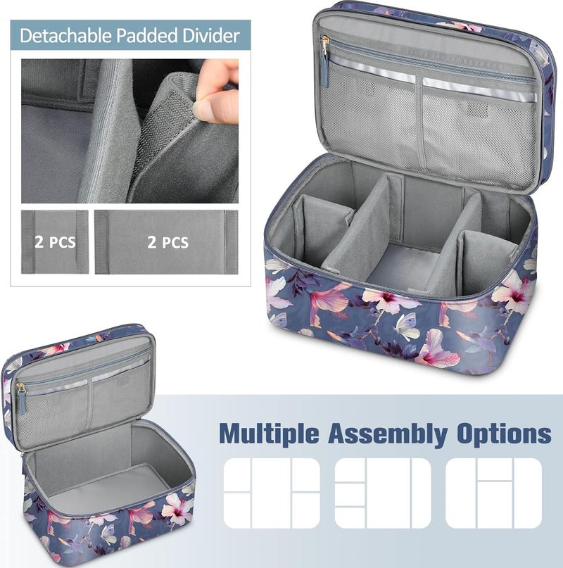 FINPAC Sewing Accessories Storage and Organizer Case, Double-Layer Sewing Kits Carrying Bag with Wrist Pin Cushion for Threads, Needles, Embroidery Floss Supplies, Felting Kits (Blooming Hibiscus) - Image 4