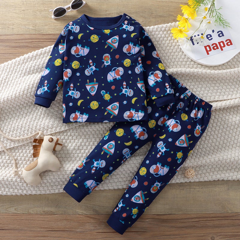 Home Clothes Cotton Suit 2024 Autumn Long Sleeve Underwear For Boys And Girls Autumn Pants Middle And Big Children Pajamas Children'S Clothing - Image 2