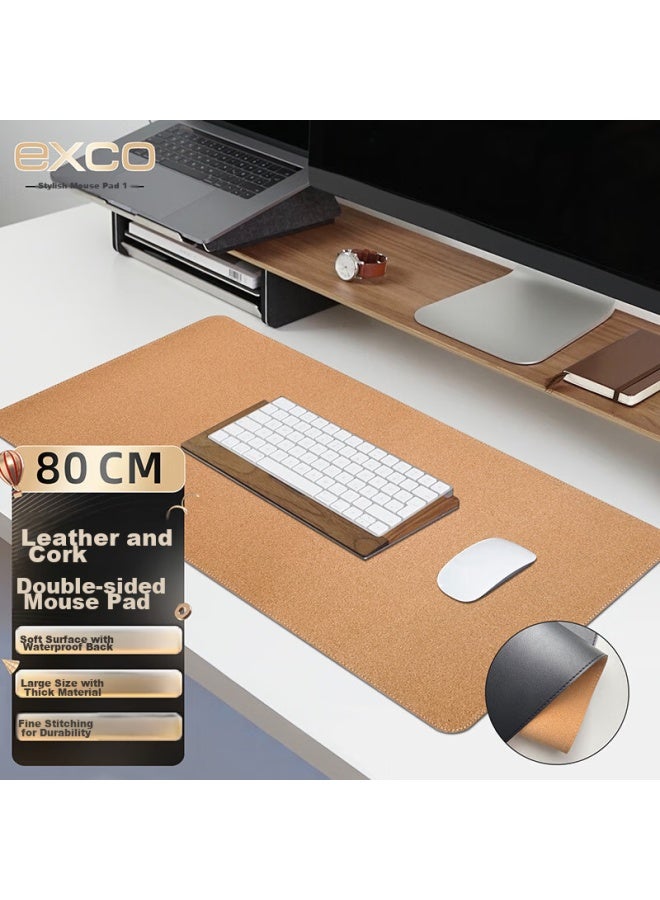 Exco Cork Double-sided Multi-purpose Leather Mouse Pad, Large Desk Mat, Long Office Computer Writing Desk Pad, Pure Leather, Solid Color, Waterproof, Gaming Keyboard, 9708 - Image 1