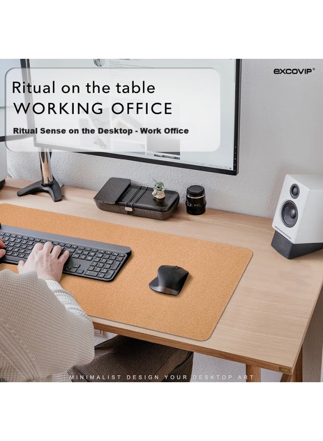Exco Cork Double-sided Multi-purpose Leather Mouse Pad, Large Desk Mat, Long Office Computer Writing Desk Pad, Pure Leather, Solid Color, Waterproof, Gaming Keyboard, 9708 - Image 2