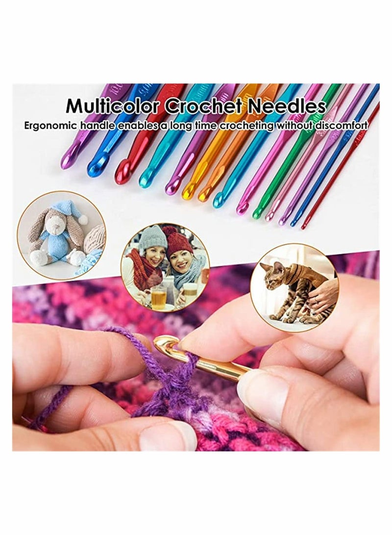 SYOSI 14 Sizes Multicolor Crochet Hooks Set, Aluminum Handle Knitting Hook Needles for Arthritic Hands, Crochet Needles for Yarn Craft, Nice Gift for Women - Image 3