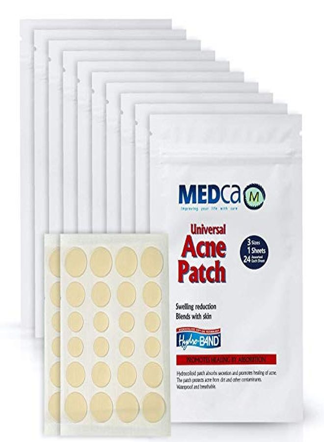 MEDca Acne Absorbing Covers Hydrocolloid Acne Care Bandages (240 Count) Three Universal Patch Sizes, Acne Blemish Treatment For Face & Skin Spot Pore Patch That Conceals, Reduce Pimples And Blackheads - Image 1