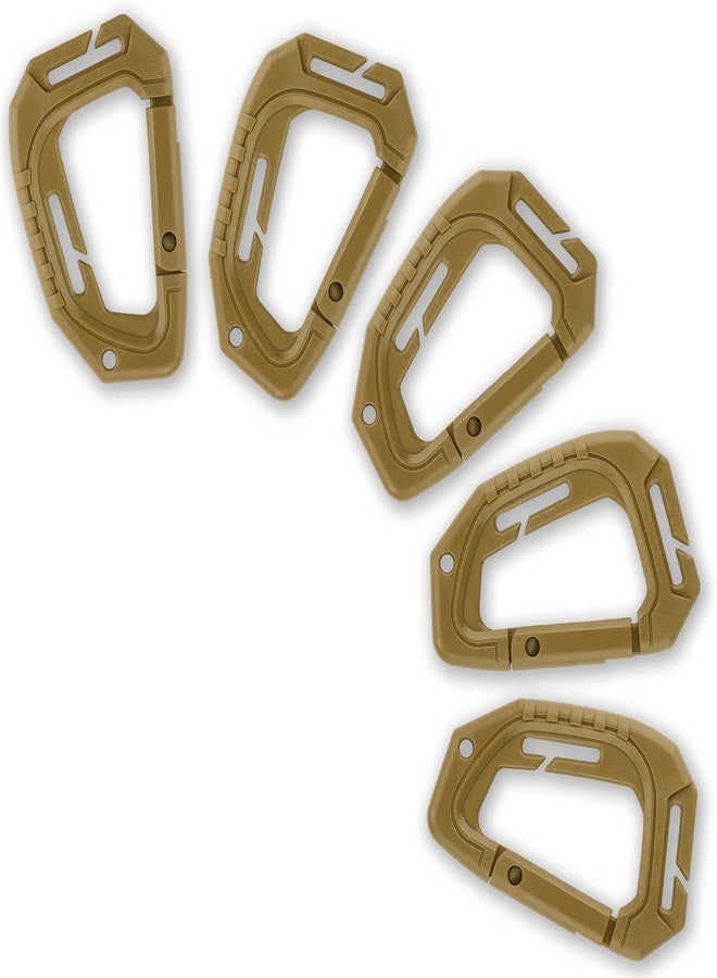 M-Tac Military Plastic Tactical Carabiners - Multi Purpose Carabiner Clip Tactical D Ring - Plastic D-Clips Pack of 5 (Coyote) - Image 1