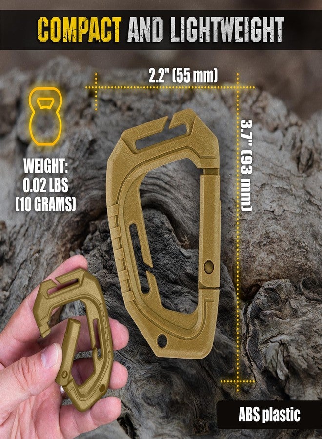 M-Tac Military Plastic Tactical Carabiners - Multi Purpose Carabiner Clip Tactical D Ring - Plastic D-Clips Pack of 5 (Coyote) - Image 2