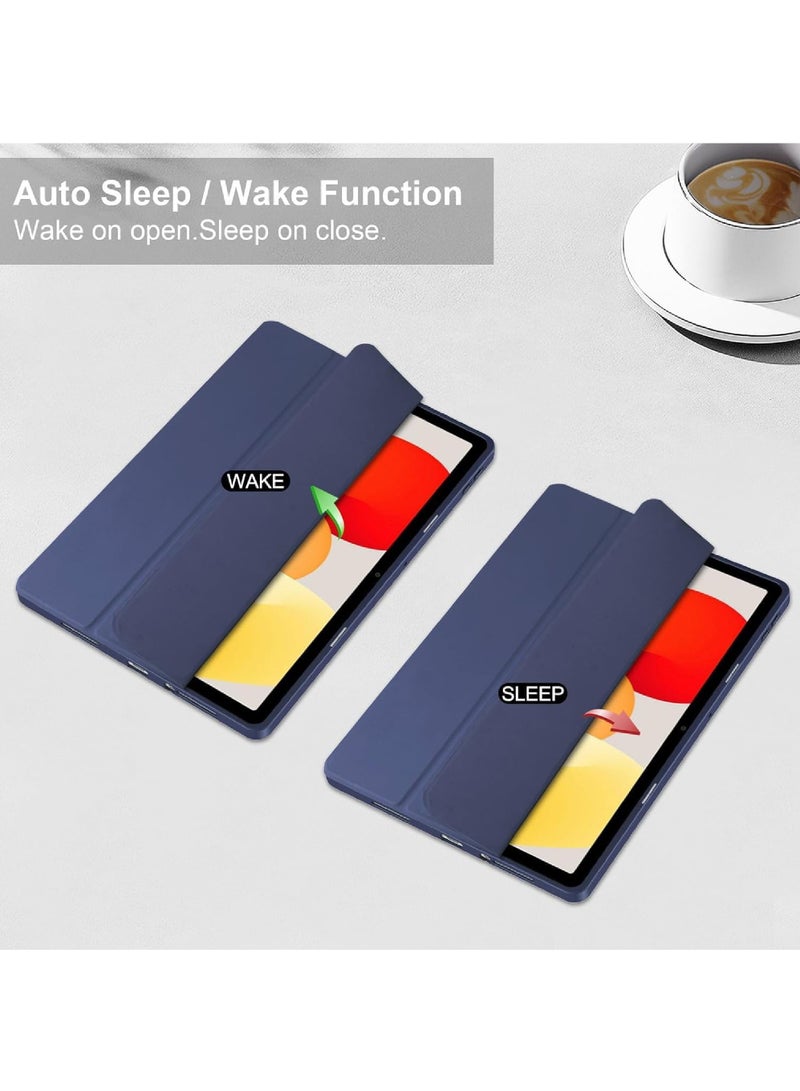 روك بو حافظة لهاتف Xiaomi Redmi Pad SE مقاس 11.0 بوصة إصدار 2023 حافظة فوليو ذكية رفيعة مزودة بحامل للنوم/الاستيقاظ التلقائي مع فتحة قلم رصاص وغطاء خلفي شفاف شفاف - Image 4