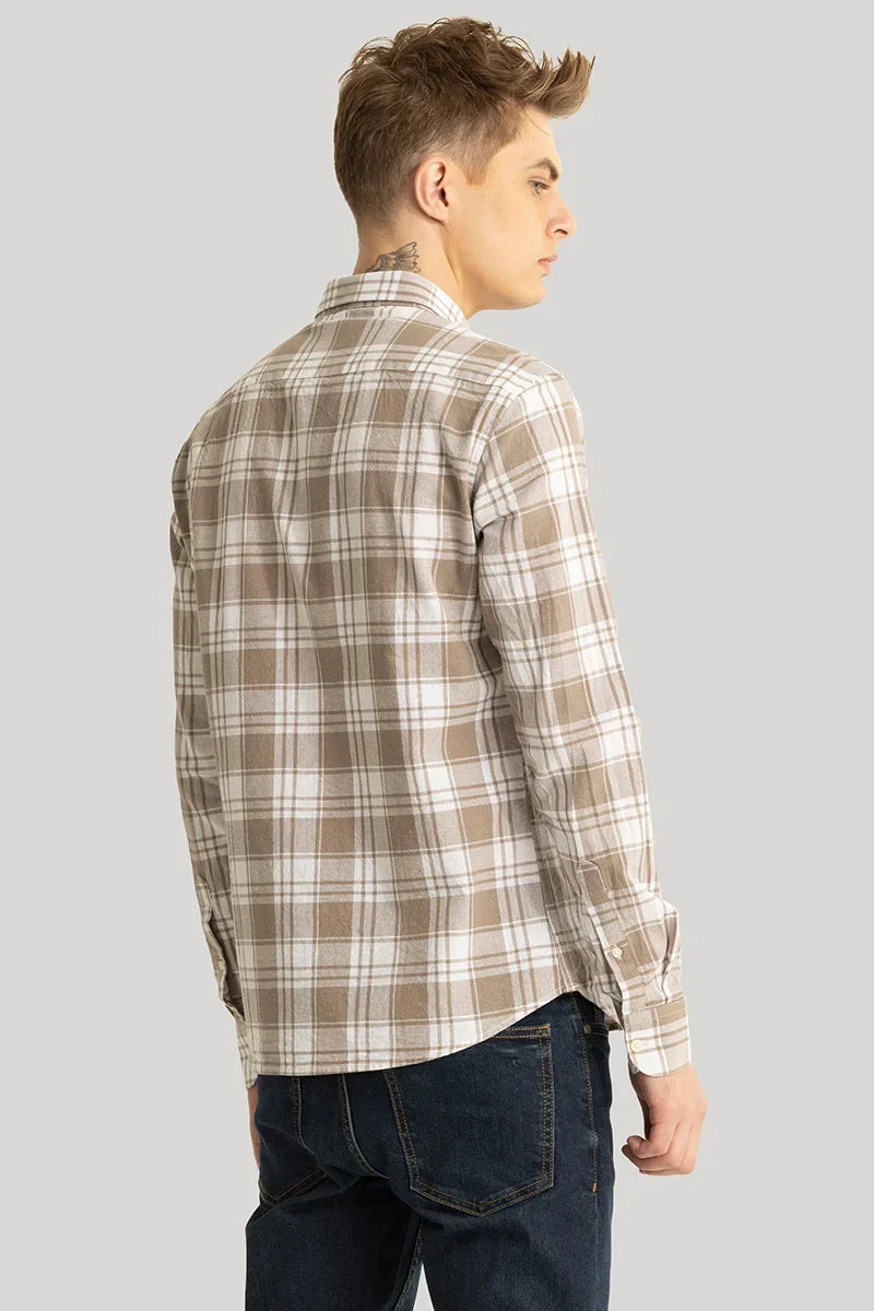 SNITCH Titan Light Brown Checks 100% Linen Shirt