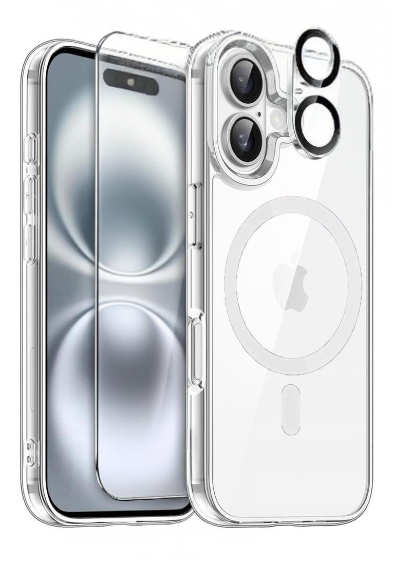 Generic iPhone 16 Case Clear Magsafe Ultra Thin Cover Anti-Yellowing Magnetic Cases with Screen Protector and Camera Lens Protector, Full Coverage Set for Apple iPhone 16 6.1 inch  - Image 1