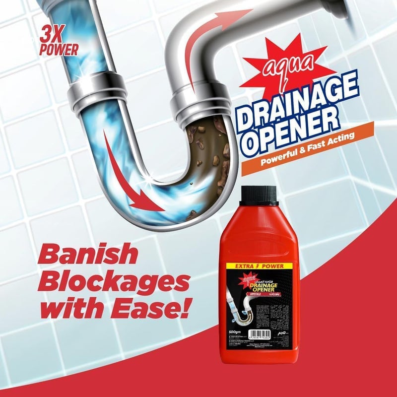 Aqua Drain Cleaner Crystals 500g – Powerful Drainage Opener for Kitchen & Bathroom Pipes - Image 4