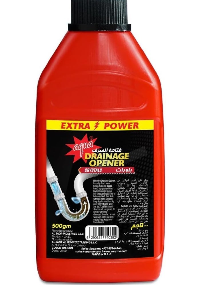 Aqua Drain Cleaner Crystals 500g – Powerful Drainage Opener for Kitchen & Bathroom Pipes - Image 1