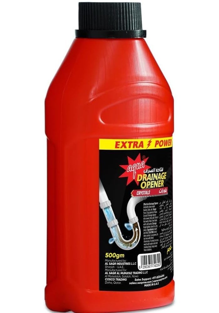 Aqua Drain Cleaner Crystals 500g – Powerful Drainage Opener for Kitchen & Bathroom Pipes - Image 3