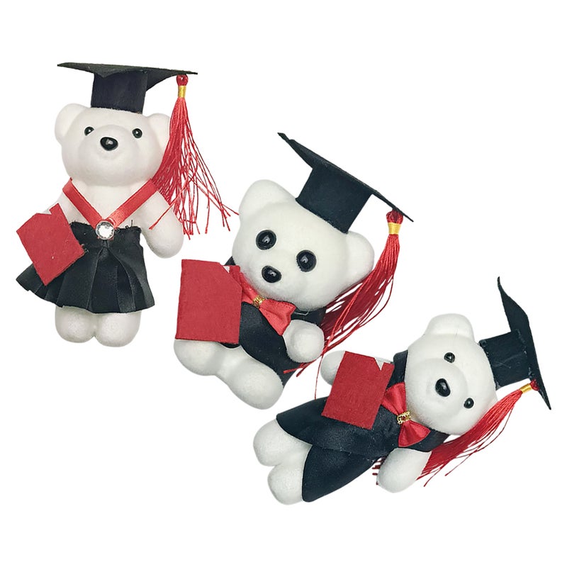 3PCS Graduation Season Cute Cartoon Bear Plush Toys Graduation Party Gifts for Kindergarten High School College Graduates (Standing, Sitting, Skirt) - Image 1