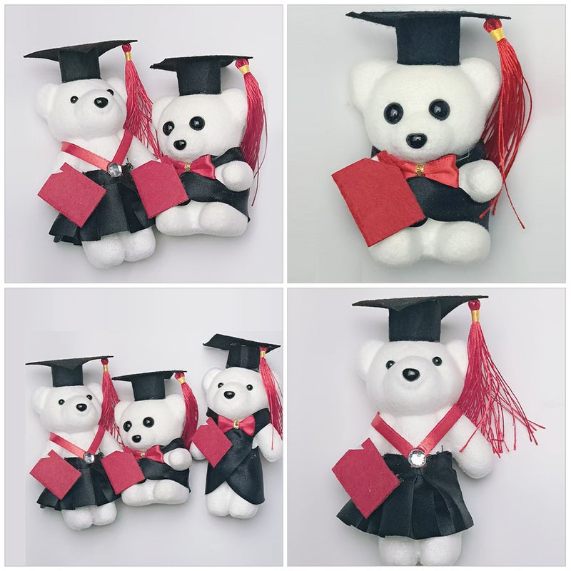3PCS Graduation Season Cute Cartoon Bear Plush Toys Graduation Party Gifts for Kindergarten High School College Graduates (Standing, Sitting, Skirt) - Image 2